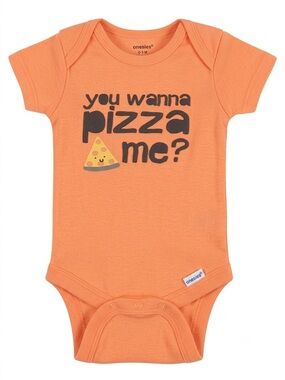 🎉 (0-3m) Gerber Onesies Orange "You Wanna Pizza Me?" Graphic Bodysuit